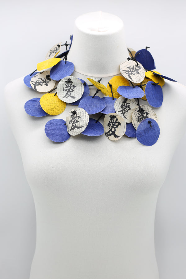 Hand Calligraphed Love in Chinese on Newspaper Necklace - Short - Jianhui London