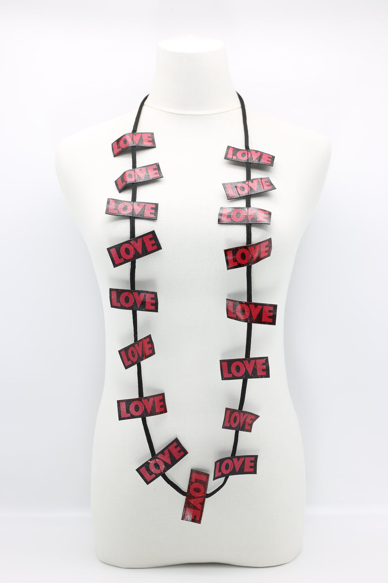 Single-strand leatherette neckalce printed with love - Jianhui London