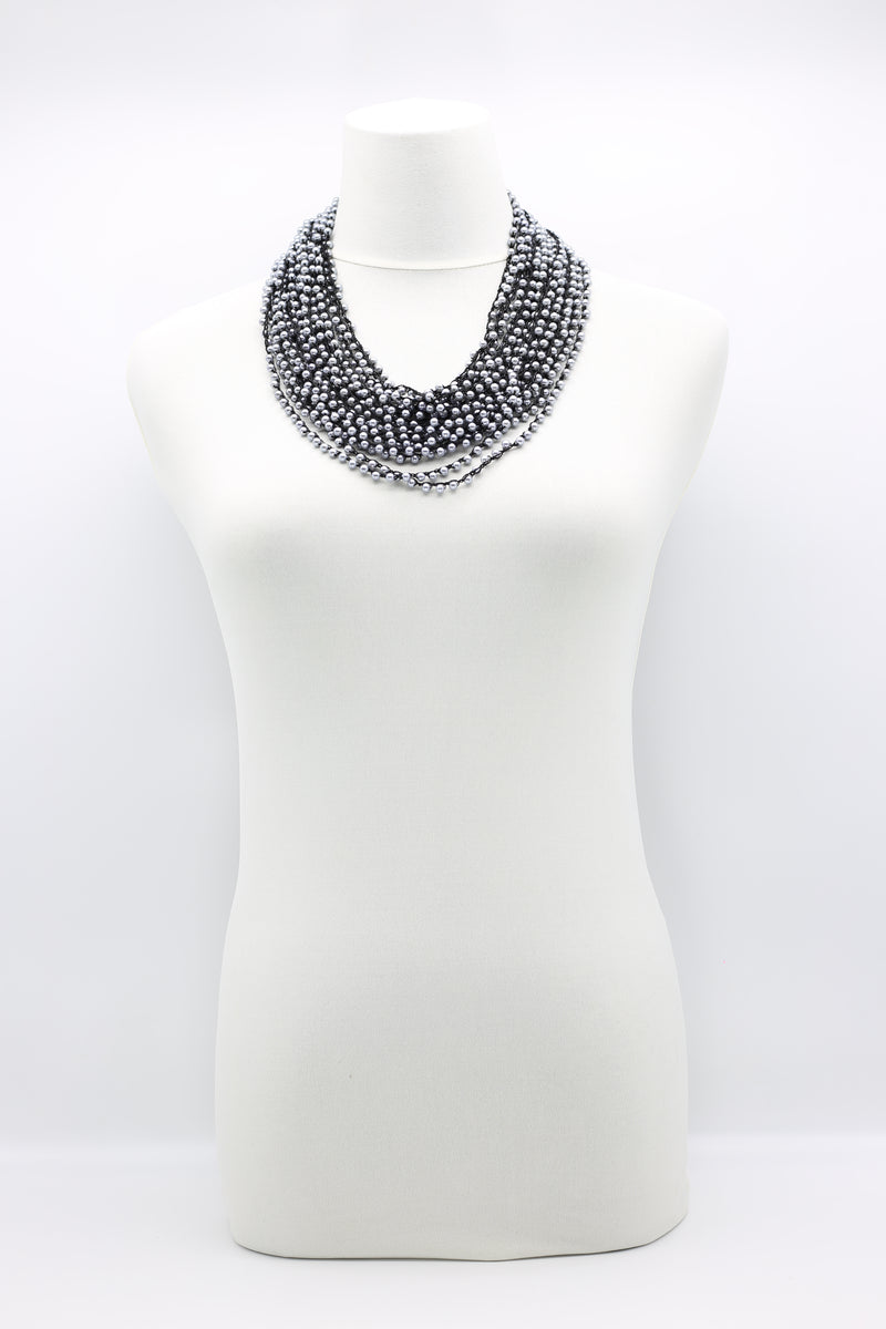 Hand Crocheted Tiny Faux Pearl Necklace - Jianhui London