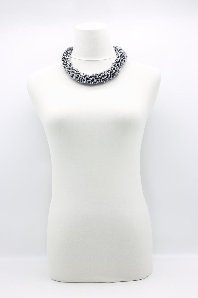 Hand Crocheted Tiny Faux Pearl Necklace - Jianhui London
