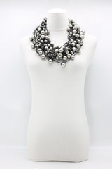 10-Strand Faux Pearls on Leatherette Necklace - Jianhui London