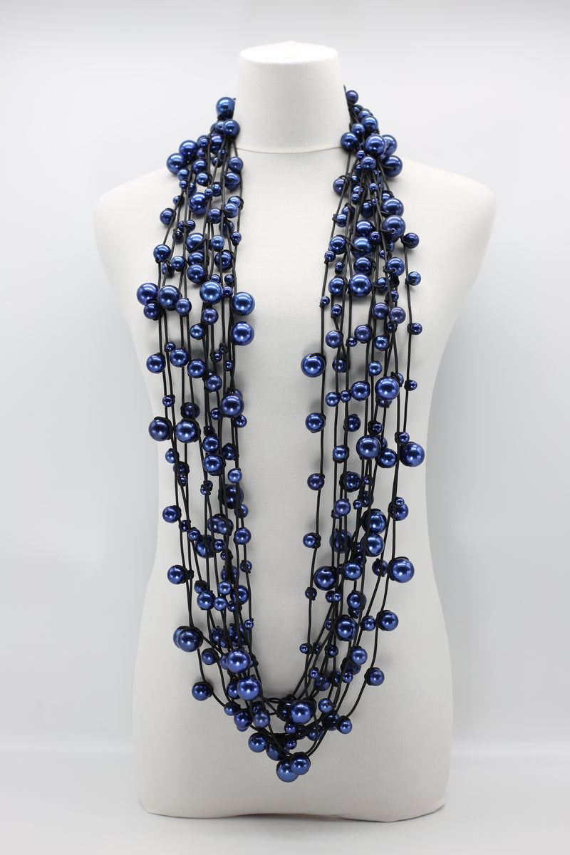 10-Strand Faux Pearls on Leatherette Necklace - Jianhui London