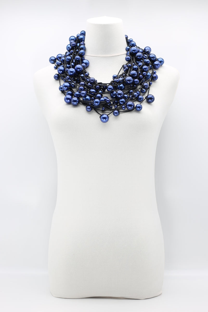 10-Strand Faux Pearls on Leatherette Necklace - Jianhui London
