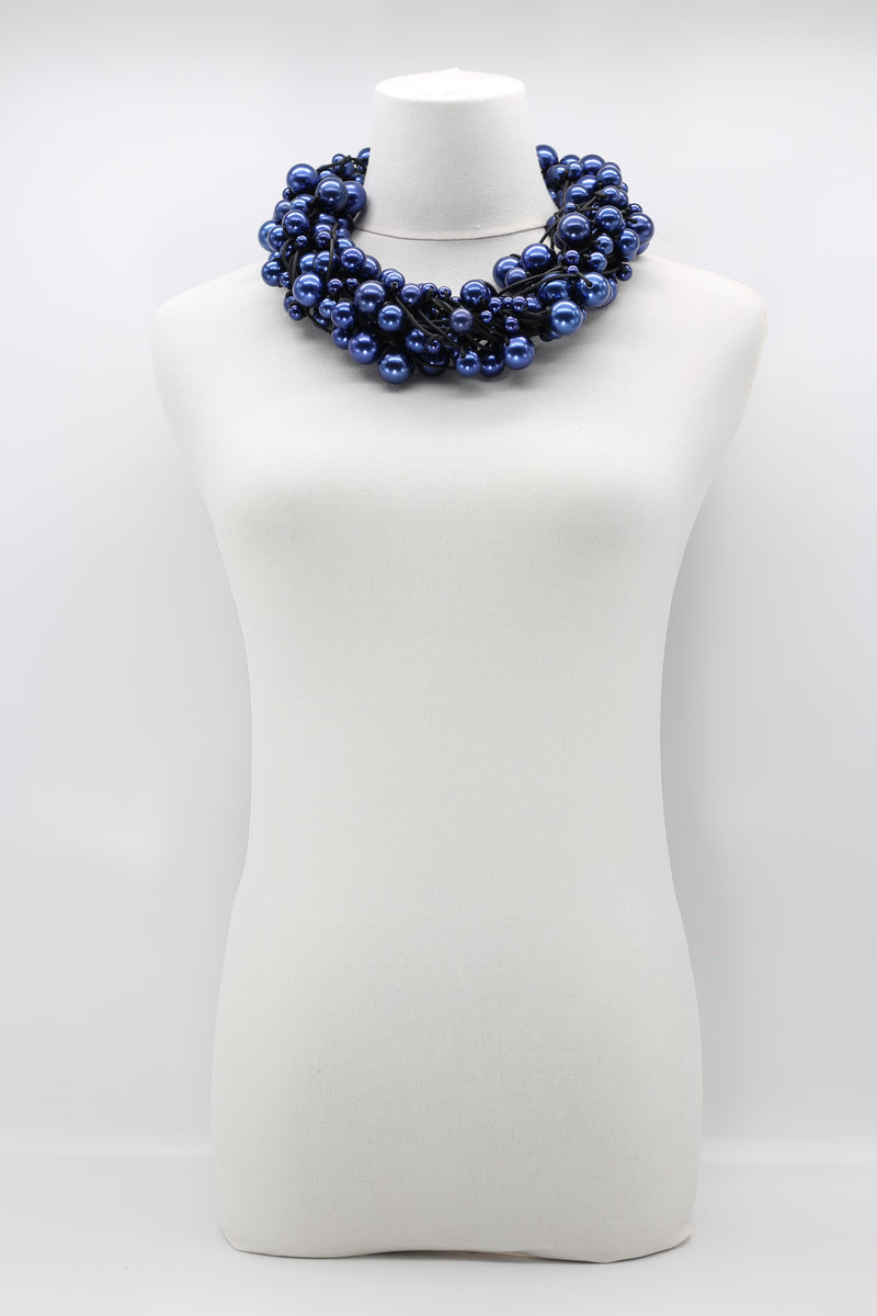10-Strand Faux Pearls on Leatherette Necklace - Jianhui London