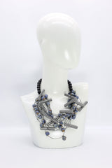 Mixed ceramic beads and polymer clay column necklace - Jianhui London