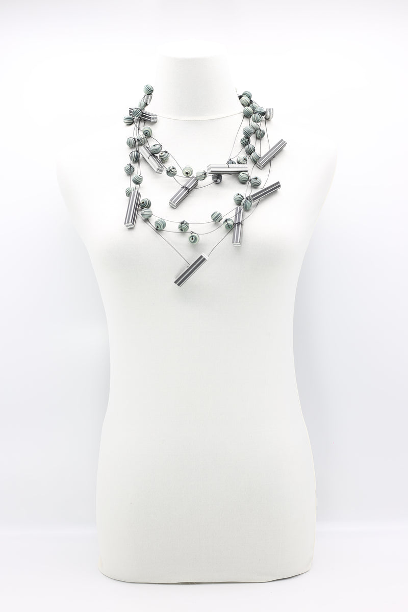 Hand Made Polymer Clay Beads and Columns Necklace - Jianhui London