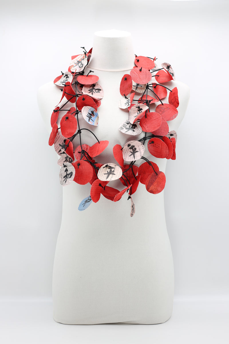 90cm hand written PEACE in Chinese on newspaper necklace - Jianhui London