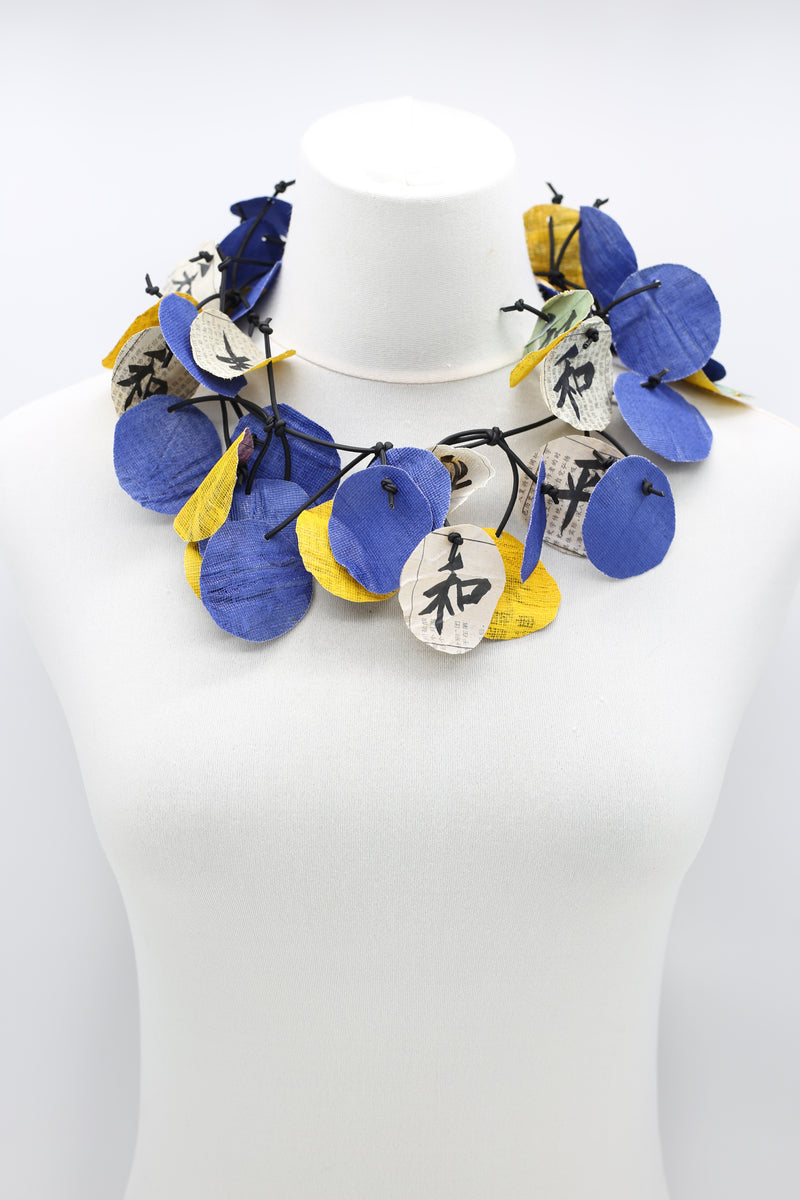 50cm hand written PEACE in Chinese on newspaper necklace - Jianhui London