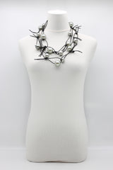 FAUX PEARLS ON LEATHERETTE CHAIN NECKLACE - BIG - Jianhui London