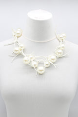 FAUX PEARLS ON LEATHERETTE CHAIN NECKLACE - BIG - Jianhui London