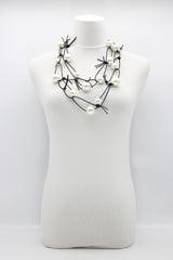 FAUX PEARLS ON LEATHERETTE CHAIN NECKLACE - BIG - Jianhui London