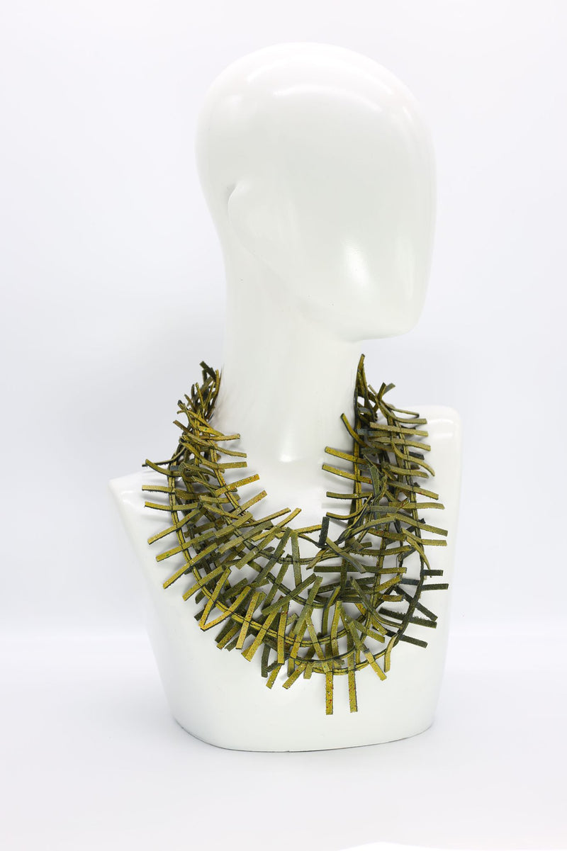 3-strand Recycled Leatherette Fir Necklaces - Hand painted - Jianhui London