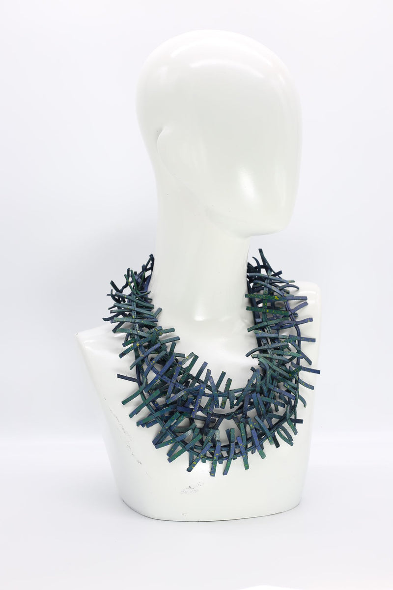 3-strand Recycled Leatherette Fir Necklaces - Hand painted - Jianhui London