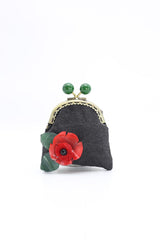 Handmade Small Purses - Recycled Charcoal Denim - Jianhui London