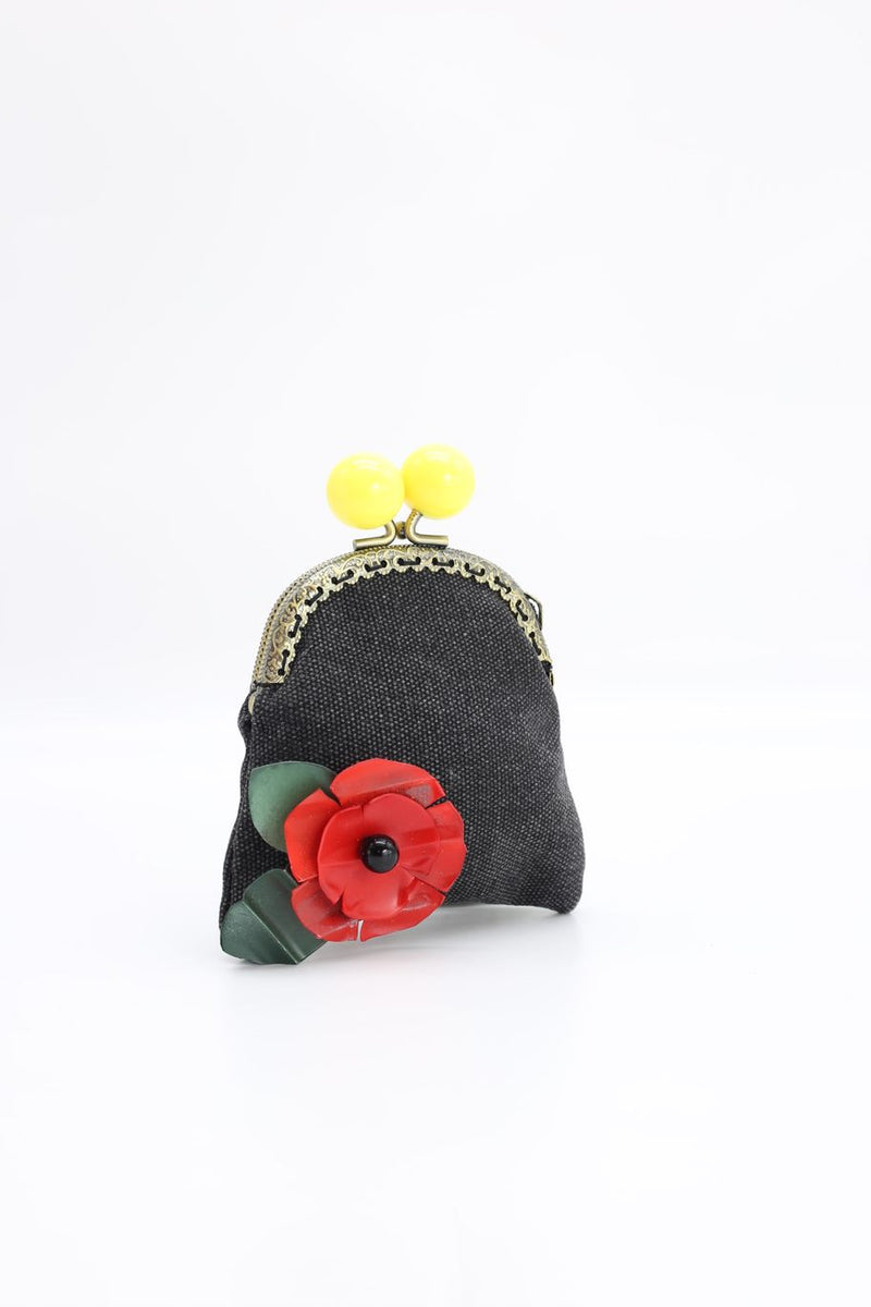 Handmade Small Purses - Recycled Charcoal Denim - Jianhui London