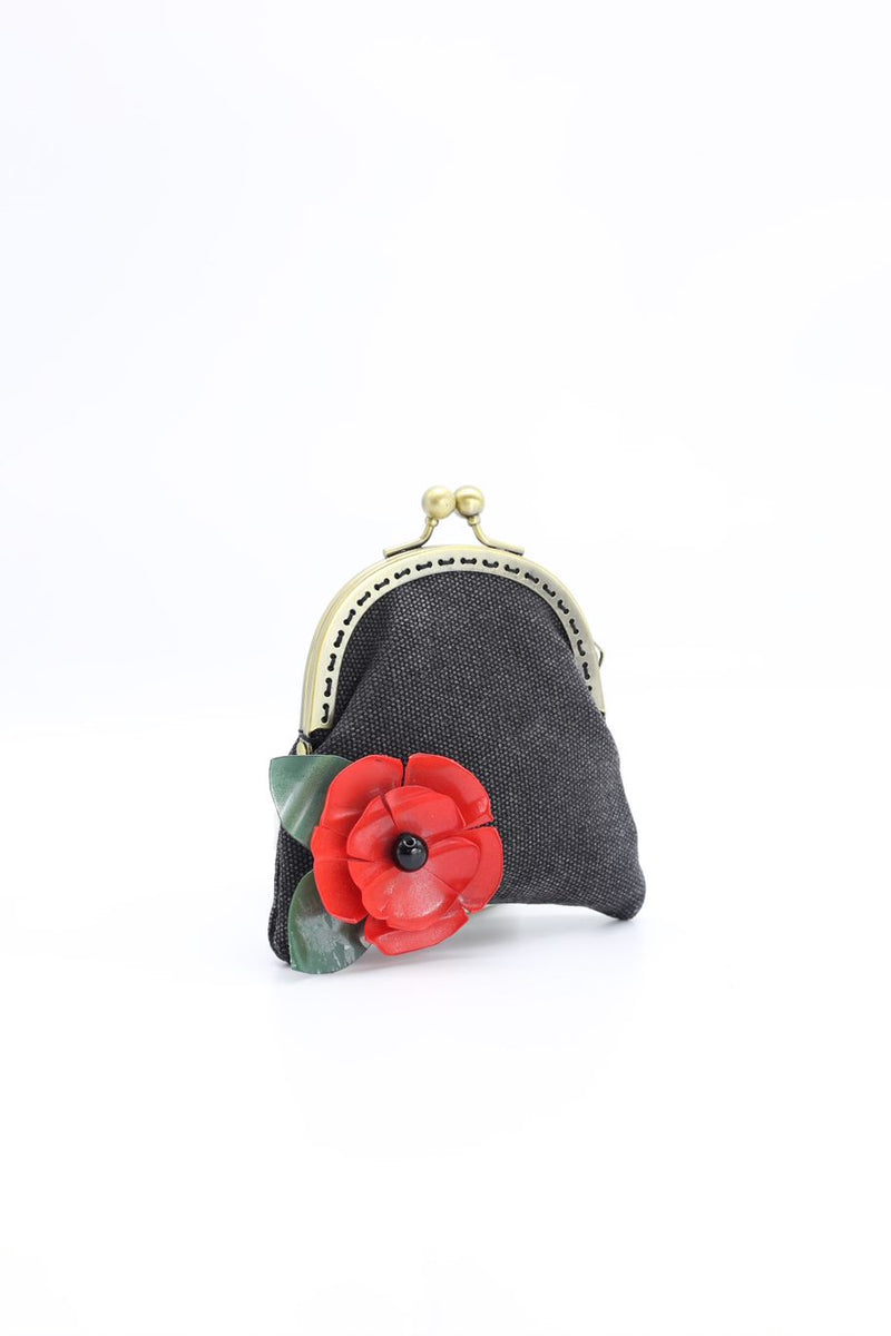 Handmade Small Purses - Recycled Charcoal Denim - Jianhui London