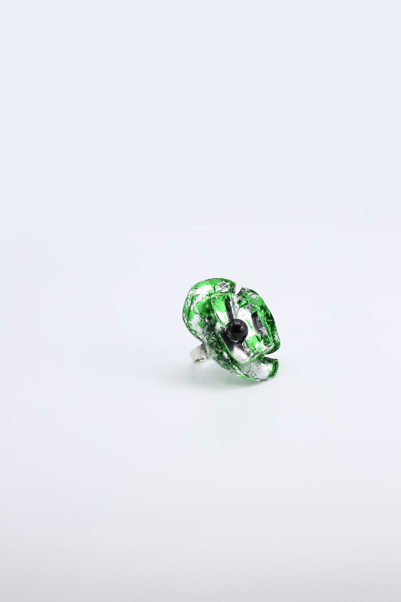 Aqua Poppy/Sunflower Rings - Hand gilded/Hand-painted - Big - Jianhui London