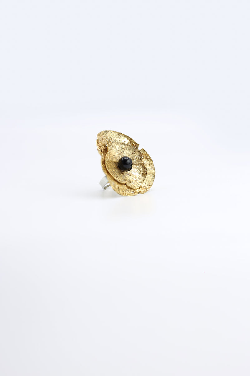 Aqua Poppy/Sunflower Rings - Hand gilded/Hand-painted - Big - Jianhui London