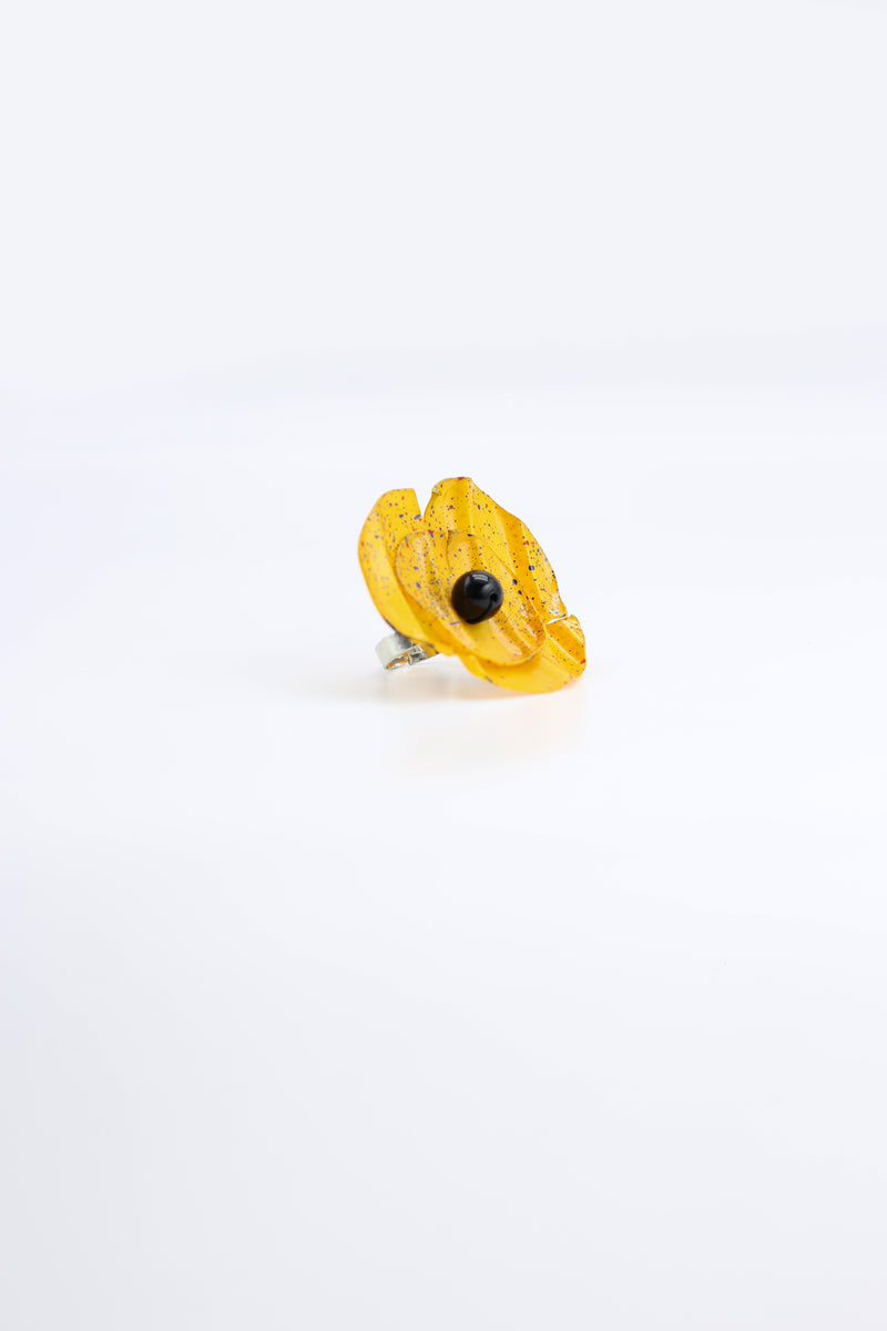 Aqua Poppy/Sunflower Rings - Hand gilded/Hand-painted - Big - Jianhui London