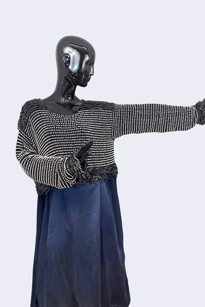 Wearable Art - Faux Pearl Long Sleeve Top - Jianhui London