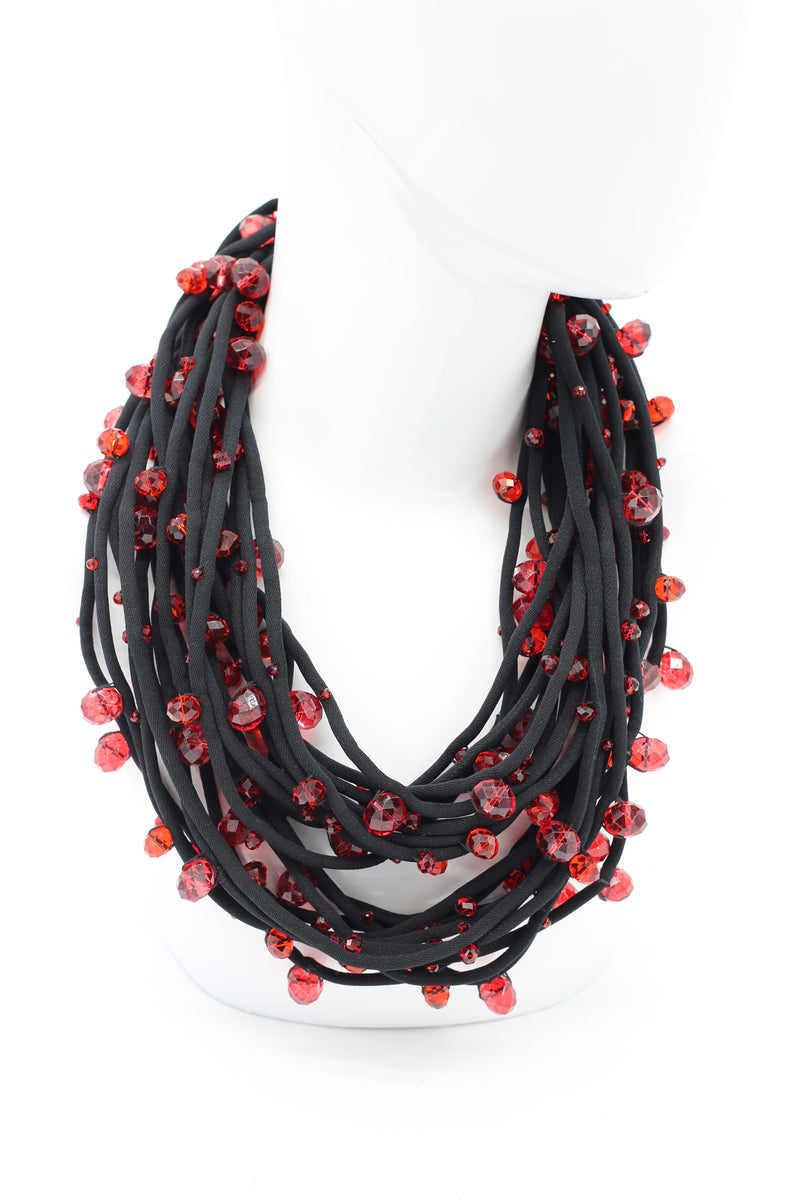 Crystals on Textile Cord Necklace - Jianhui London