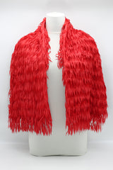 Rectangular Tassle Shawl - Red - Jianhui London
