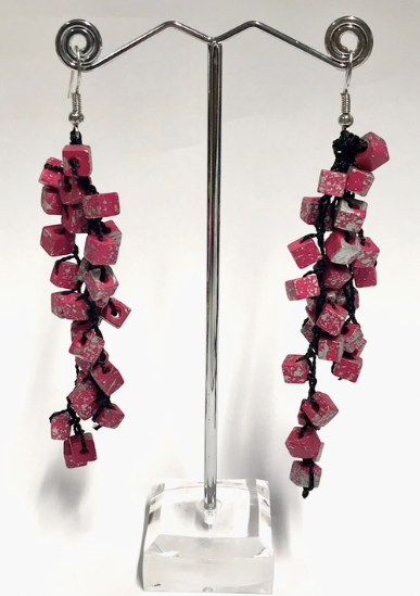 Iris Pashmina Hand-crocheted Tassel Earrings - Hand-painted - Jianhui London