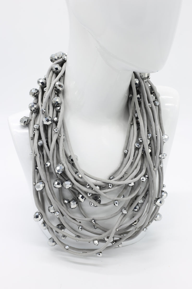 Crystals on Textile Cord Necklace - Jianhui London
