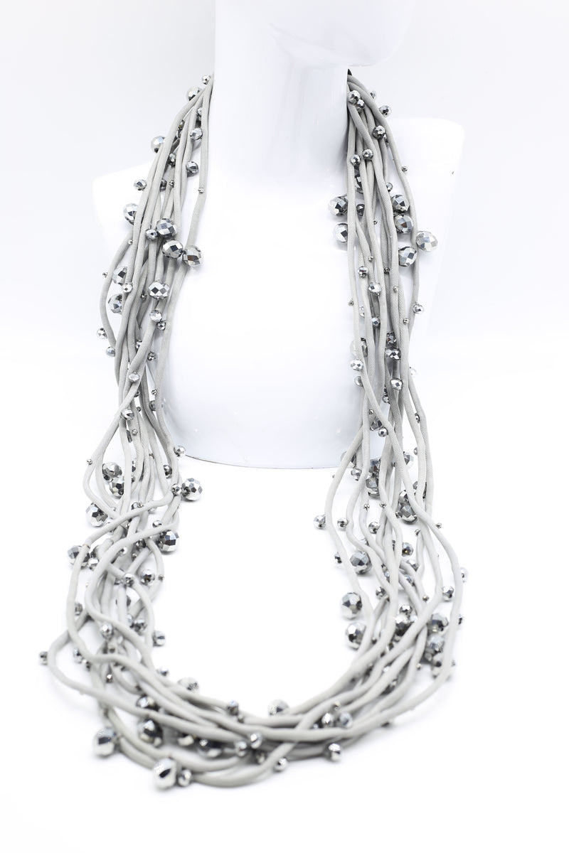 Crystals on Textile Cord Necklace - Jianhui London