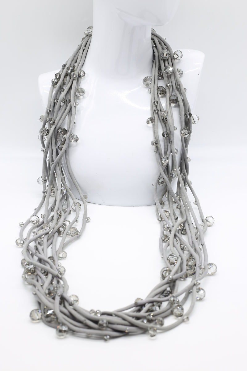 Crystals on Textile Cord Necklace - Jianhui London