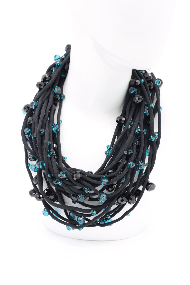Crystals on Textile Cord Necklace - Jianhui London