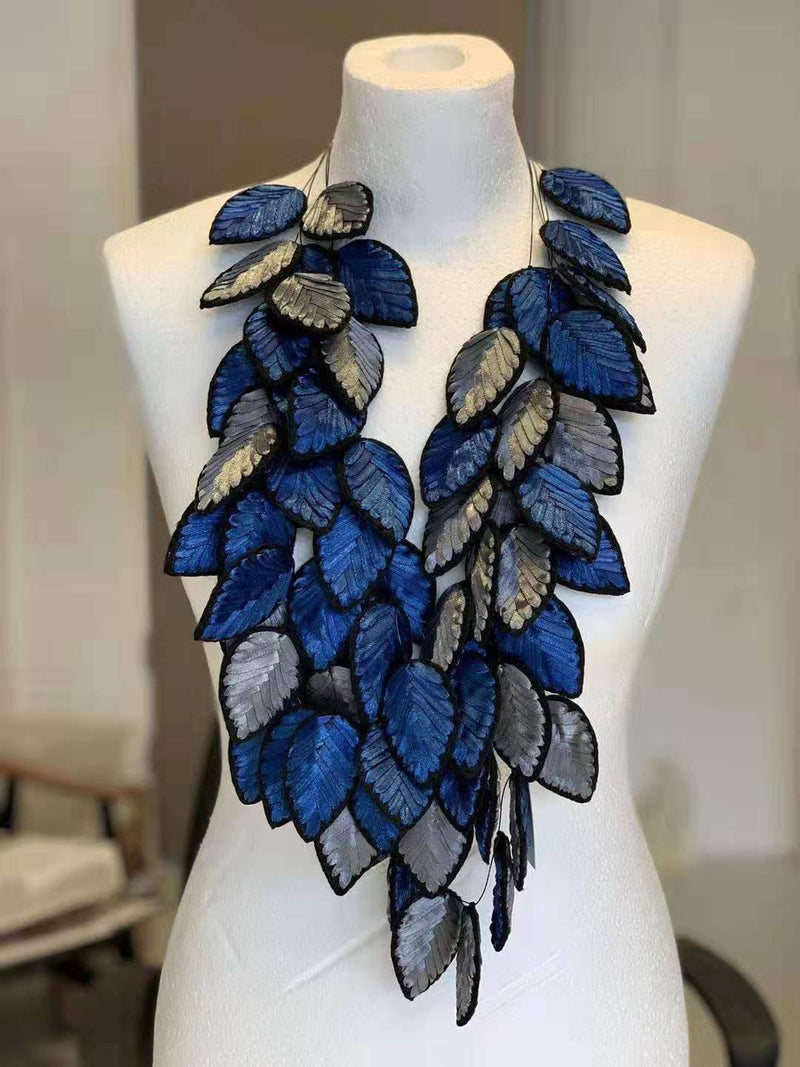 Autumn Leaves Embroidered Necklace - Jianhui London