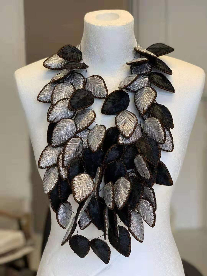 Autumn Leaves Embroidered Necklace - Jianhui London