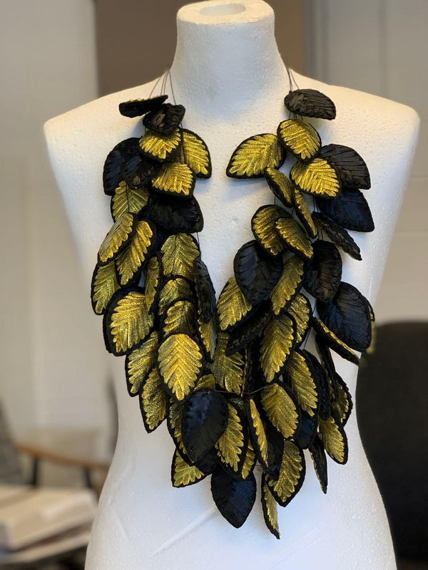 Autumn Leaves Embroidered Necklace - Jianhui London