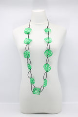 Aqua Lotus Root Necklace - Hand-painted - Large - Jianhui London