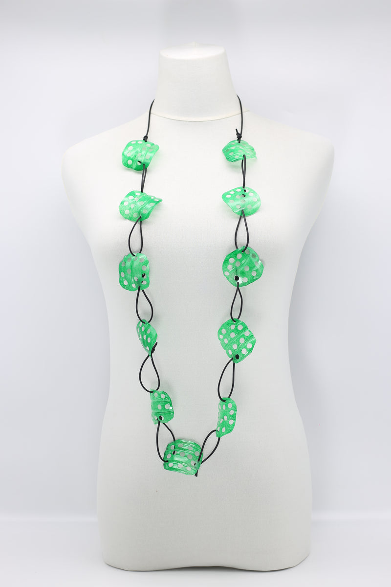 Aqua Lotus Root Necklace - Hand-painted - Large - Jianhui London