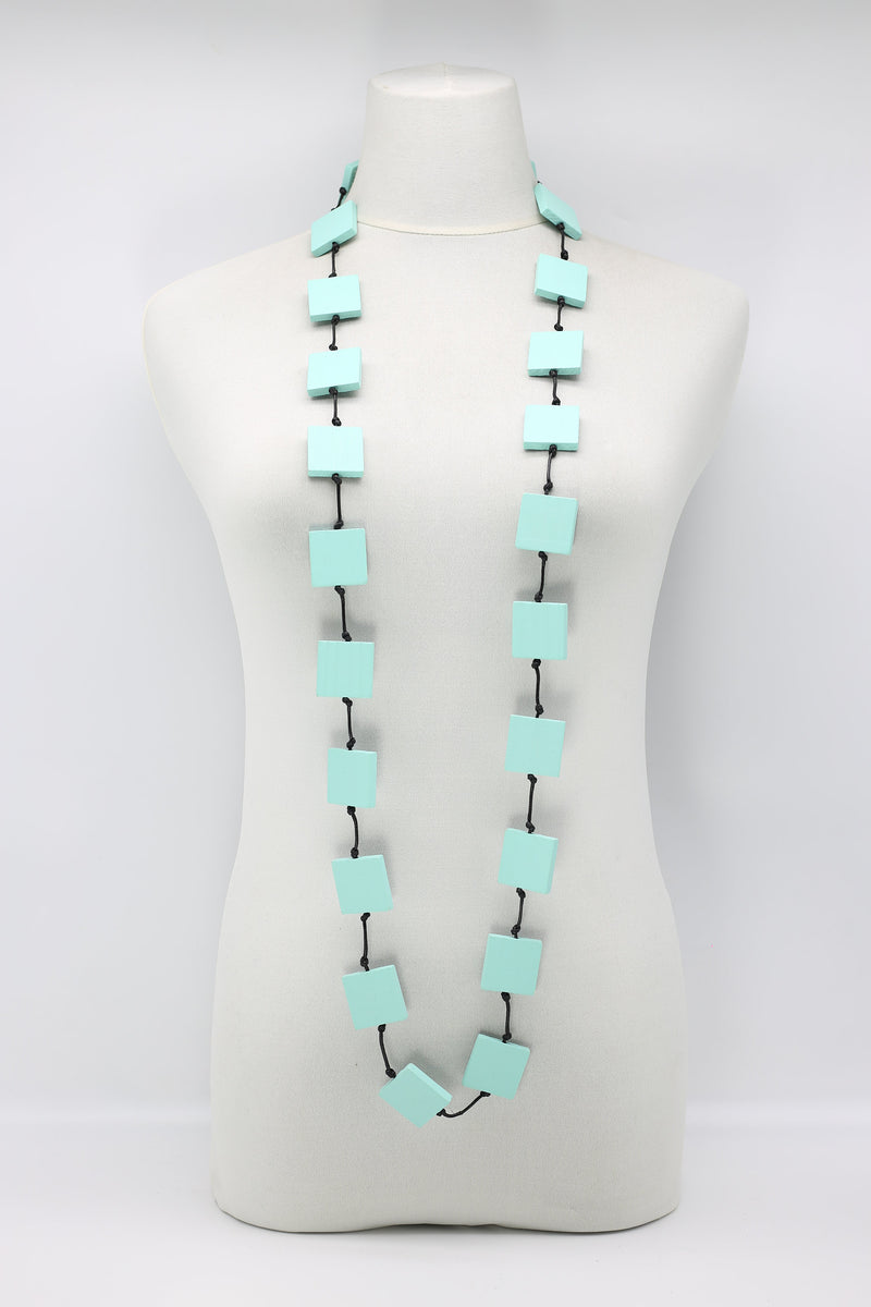 Recycled wood square beaded necklace - Jianhui London