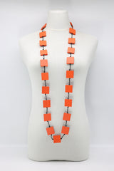 Recycled wood square beaded necklace - Jianhui London