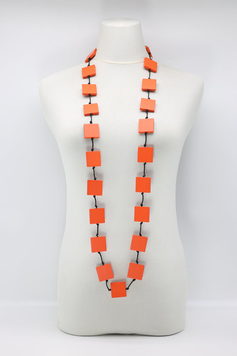 Recycled wood square beaded necklace - Jianhui London