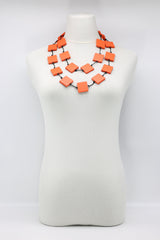 Recycled wood square beaded necklace - Jianhui London
