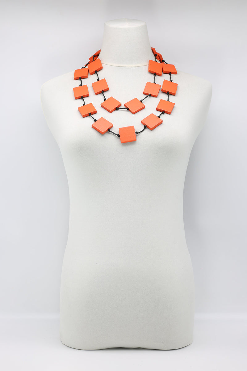 Recycled wood square beaded necklace - Jianhui London