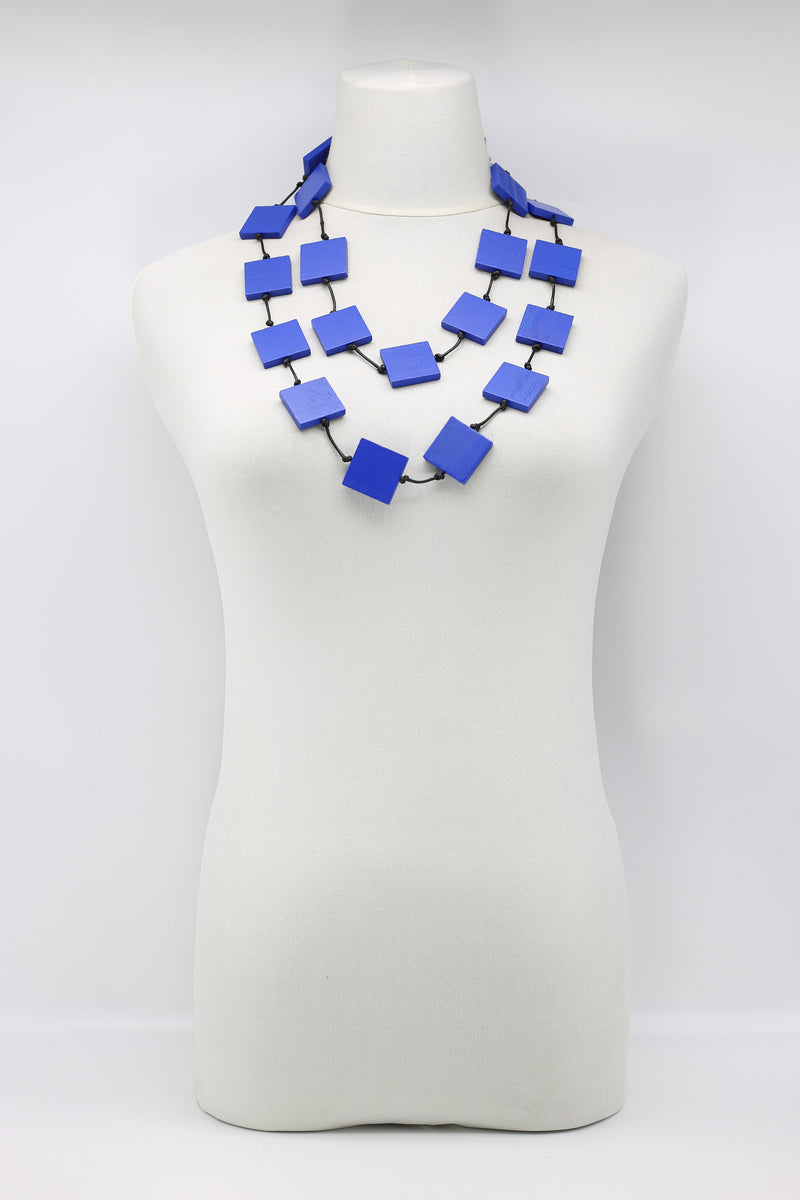 Recycled wood square beaded necklace - Jianhui London