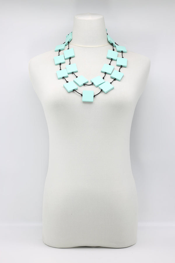 Recycled wood square beaded necklace - Jianhui London