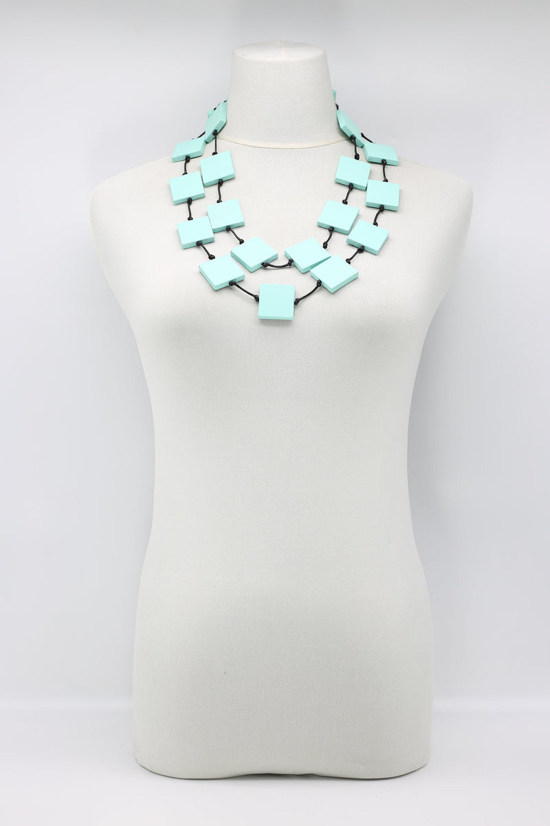 Recycled wood square beaded necklace - Jianhui London