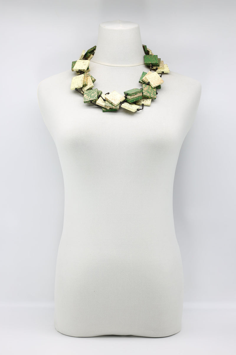 Wood square hand painted Necklace Duo - Jianhui London