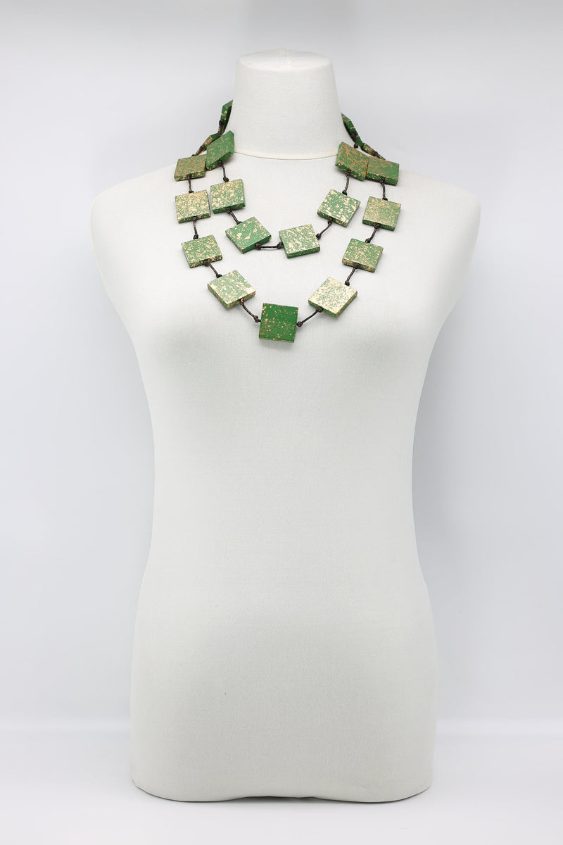 Recycled wood hand painted Necklace - Jianhui London