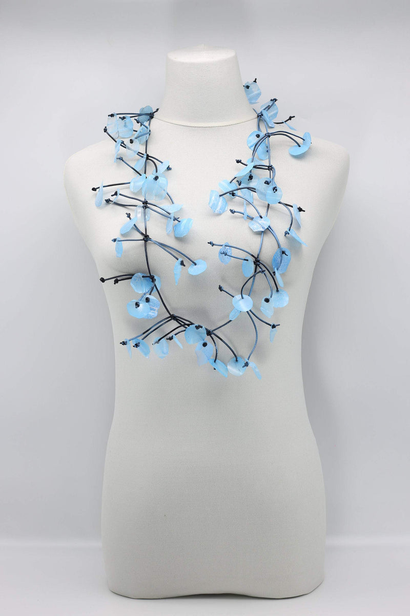 Upcycled plastic bottles - Aqua Water lily Necklace - Duo- Hand-painted - Jianhui London