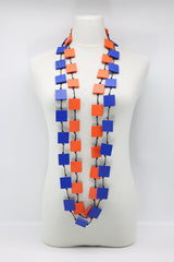 Recycled wood square beaded double Necklace - Jianhui London
