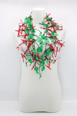 Upcycled plastic bottles - Aqua Willow Tree & Water lily Necklace - Duo- Hand-painted - Jianhui London