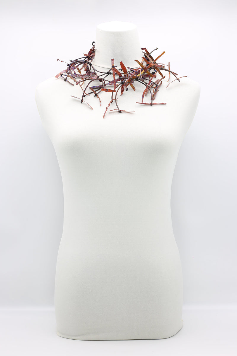 Upcycled plastic bottles - Aqua Willow Tree & Water lily Necklace - Duo- Hand-painted - Jianhui London